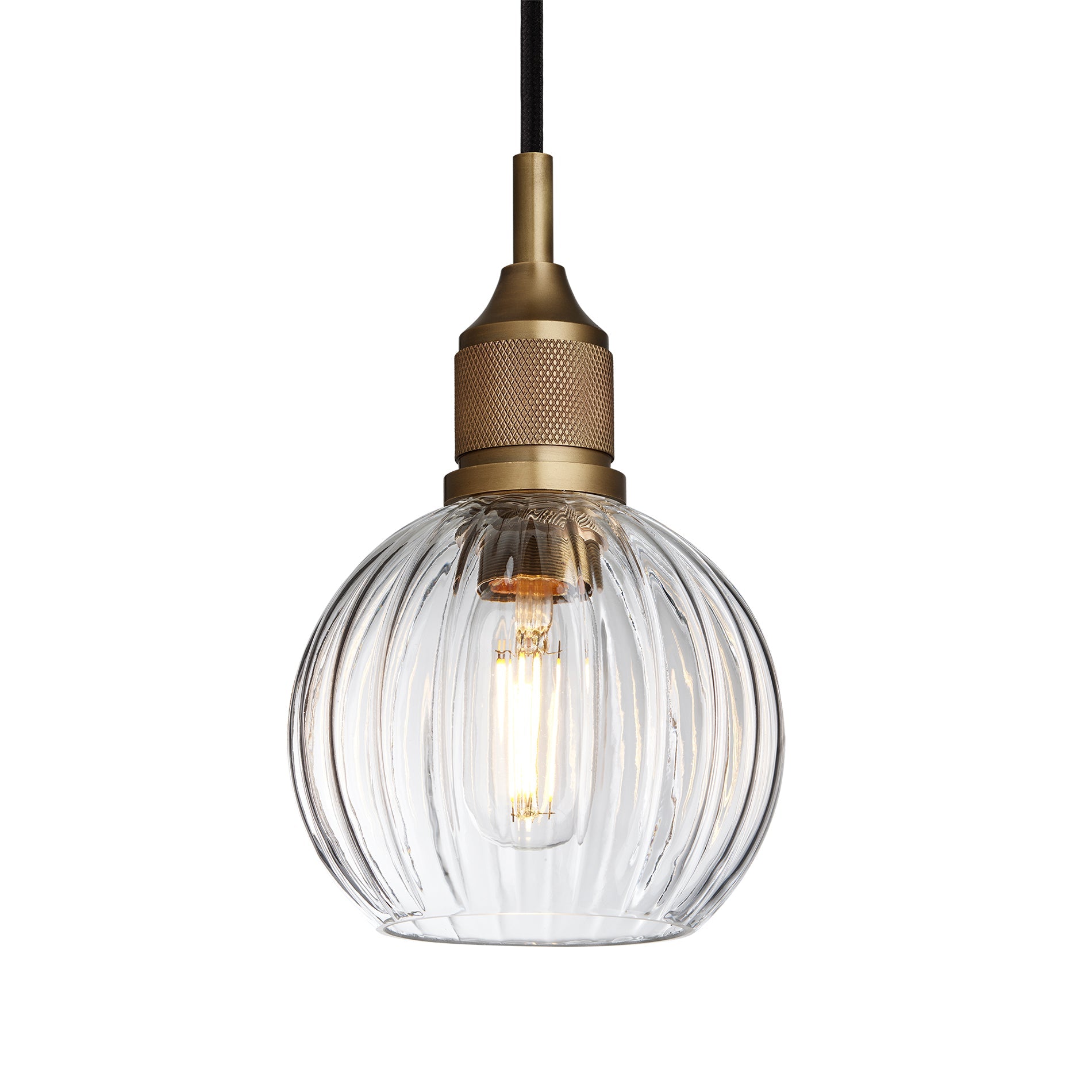 Noho Glass Ribbed Globe Pendant Light - 6 Inch