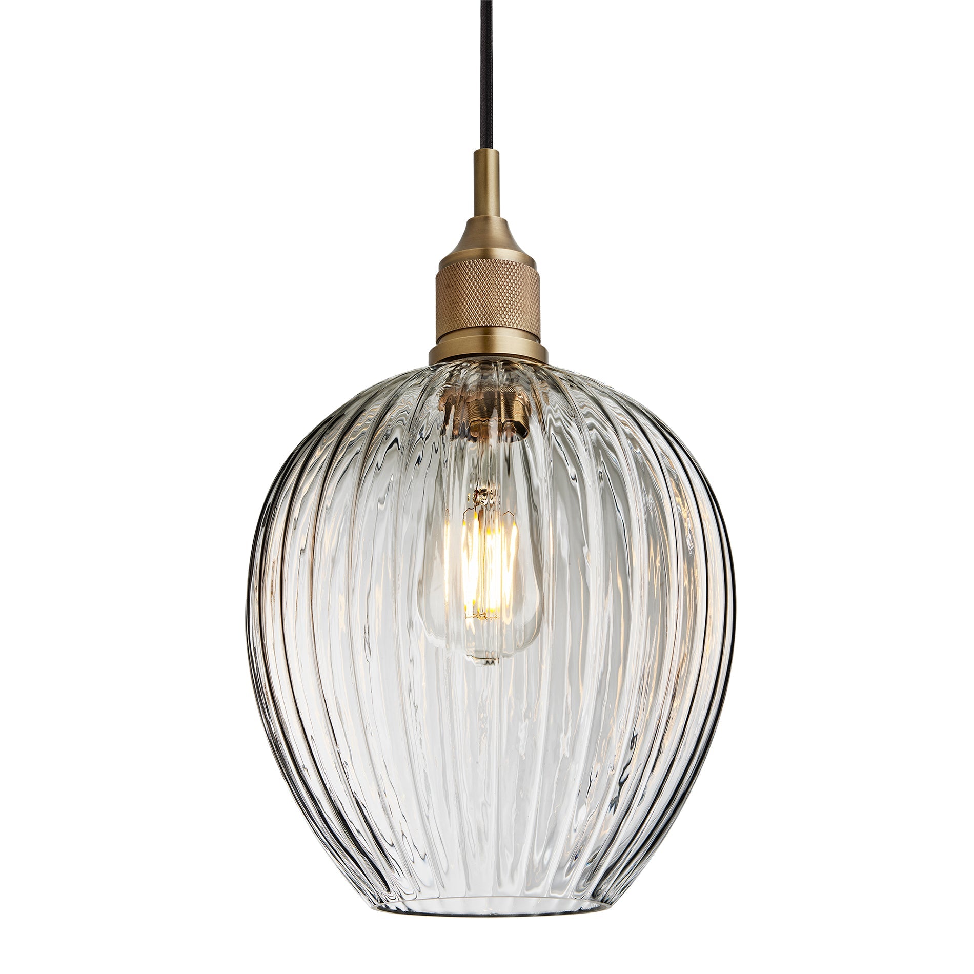 Noho Glass Ribbed Tulip Pendant Light - 9 Inch