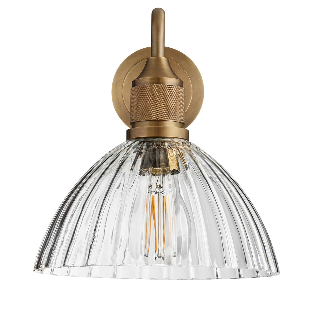 Noho Glass Ribbed Dome Swan Neck Wall Light - 8 Inch