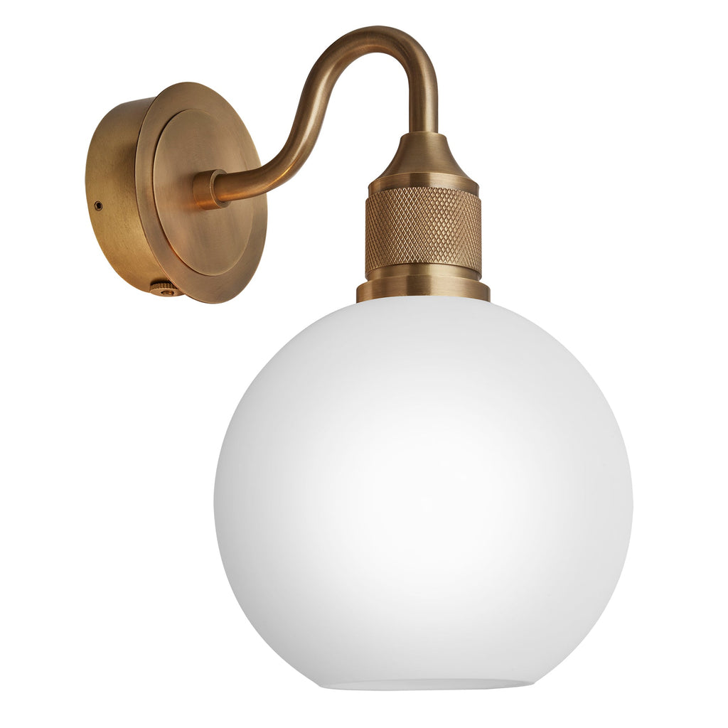 Noho Glass Globe Swan Neck Wall Light - 7 Inch - Opal