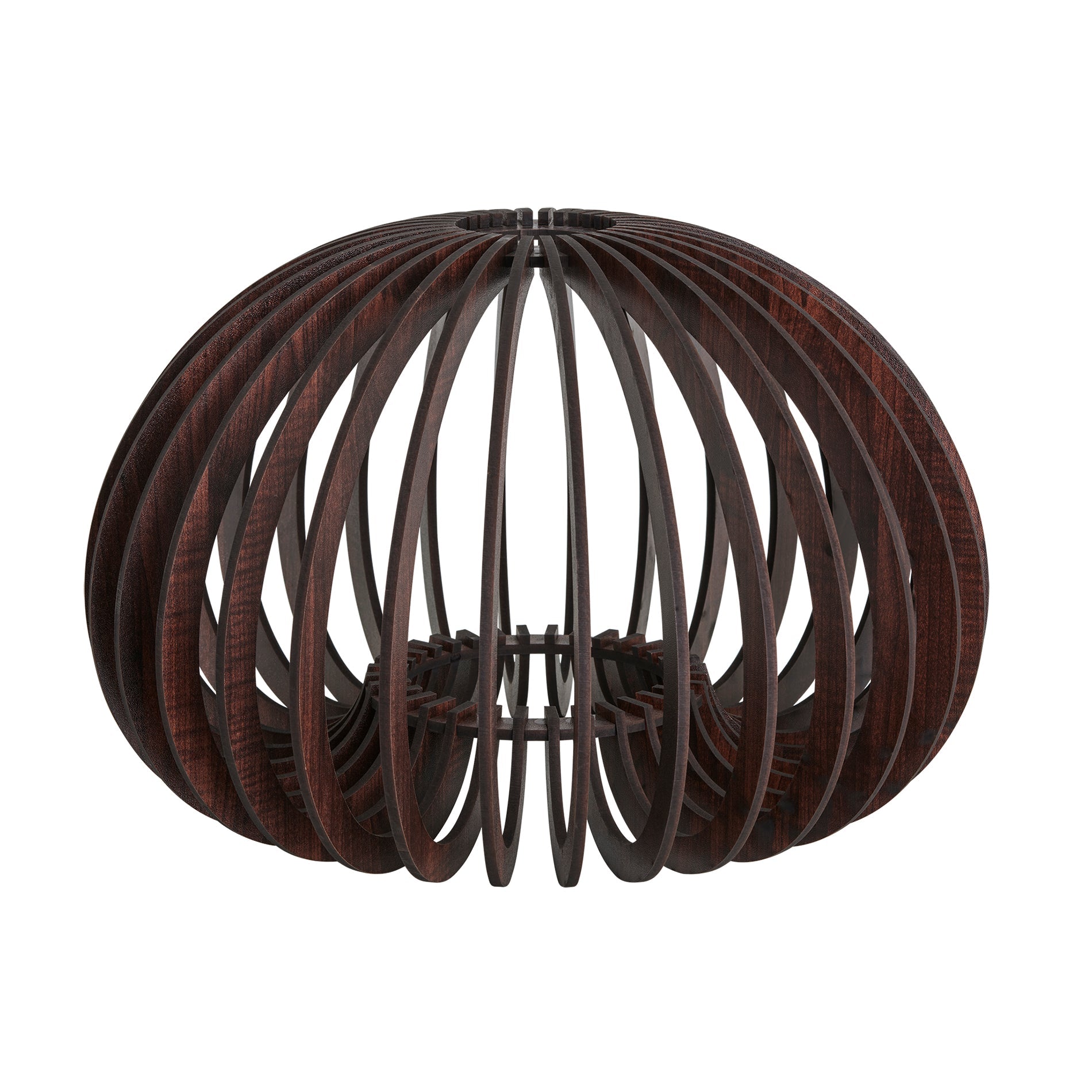 Rift Slatted Wooden Mushroom Wooden Pendant Light - Dark