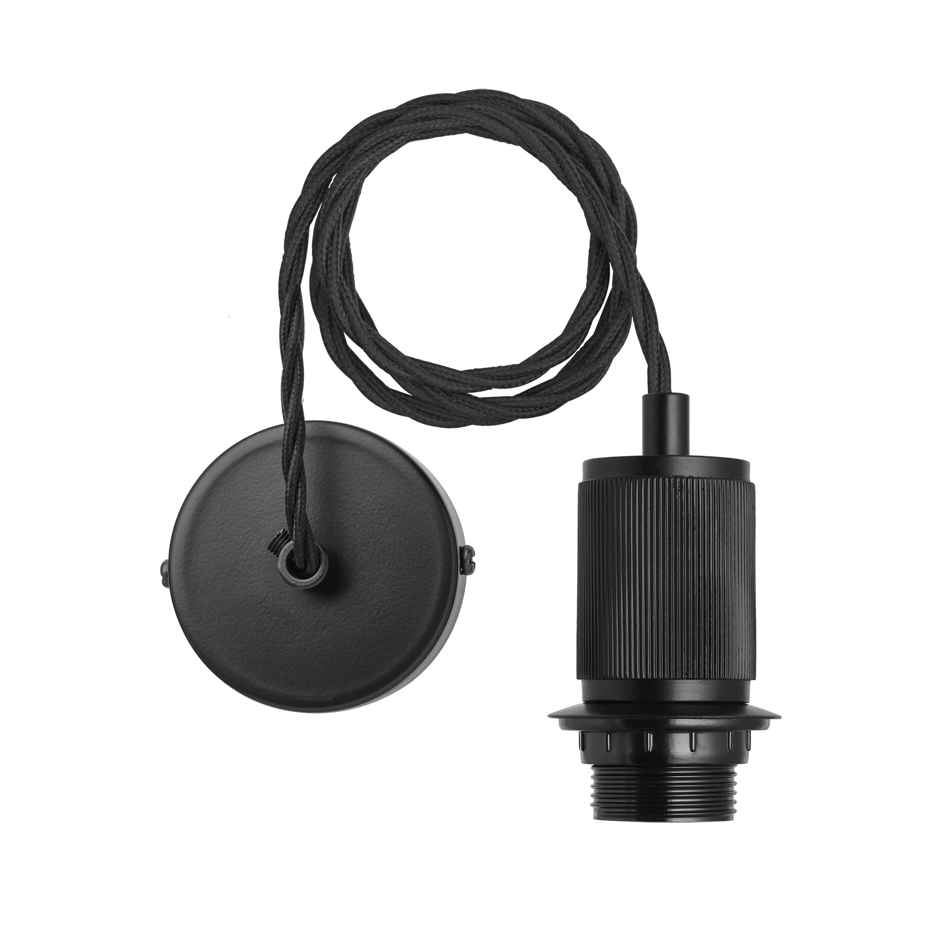 Ribbed Glass Schoolhouse Pendant - 5.5 Inch - Black Holder