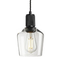 Ribbed Glass Schoolhouse Pendant - 5.5 Inch - Black Holder