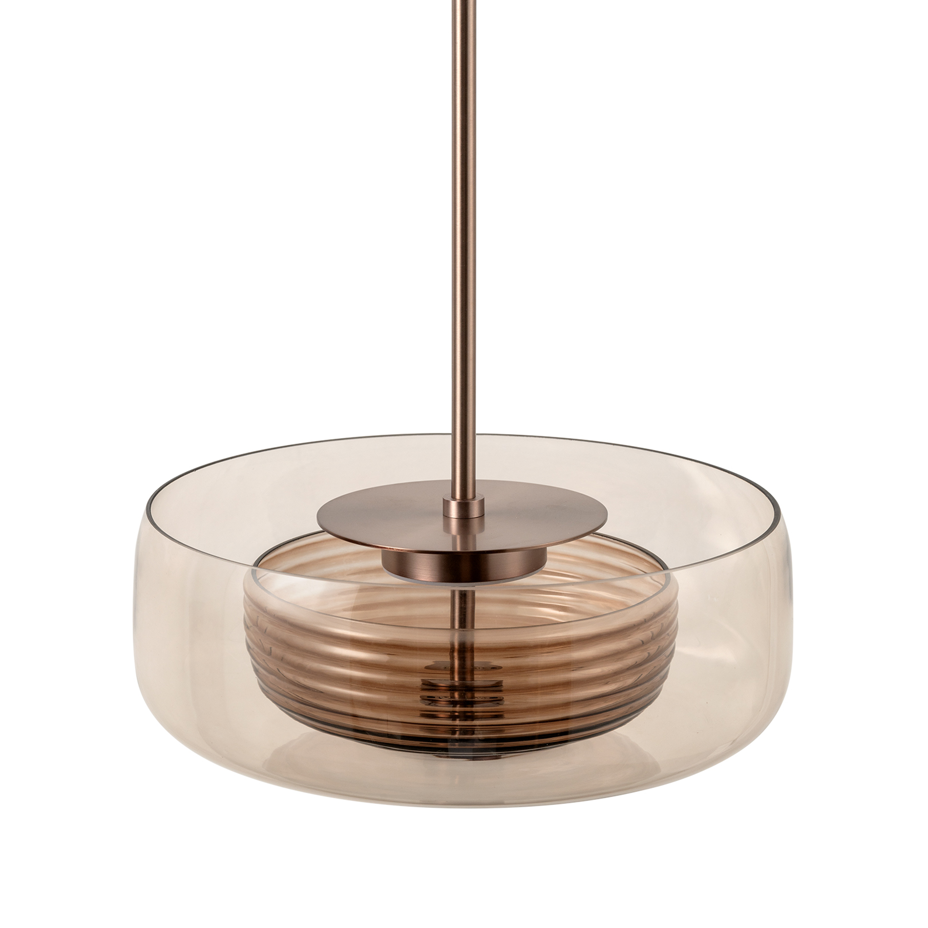 Selby Layered Glass Round Pendant Light - Mocha - Bronze