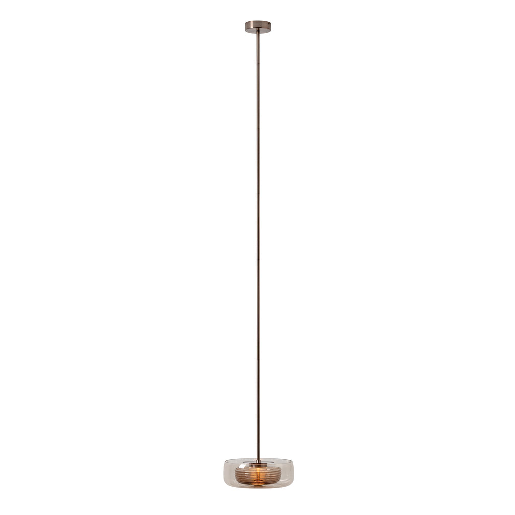 Selby Layered Glass Round Pendant Light - Mocha - Bronze