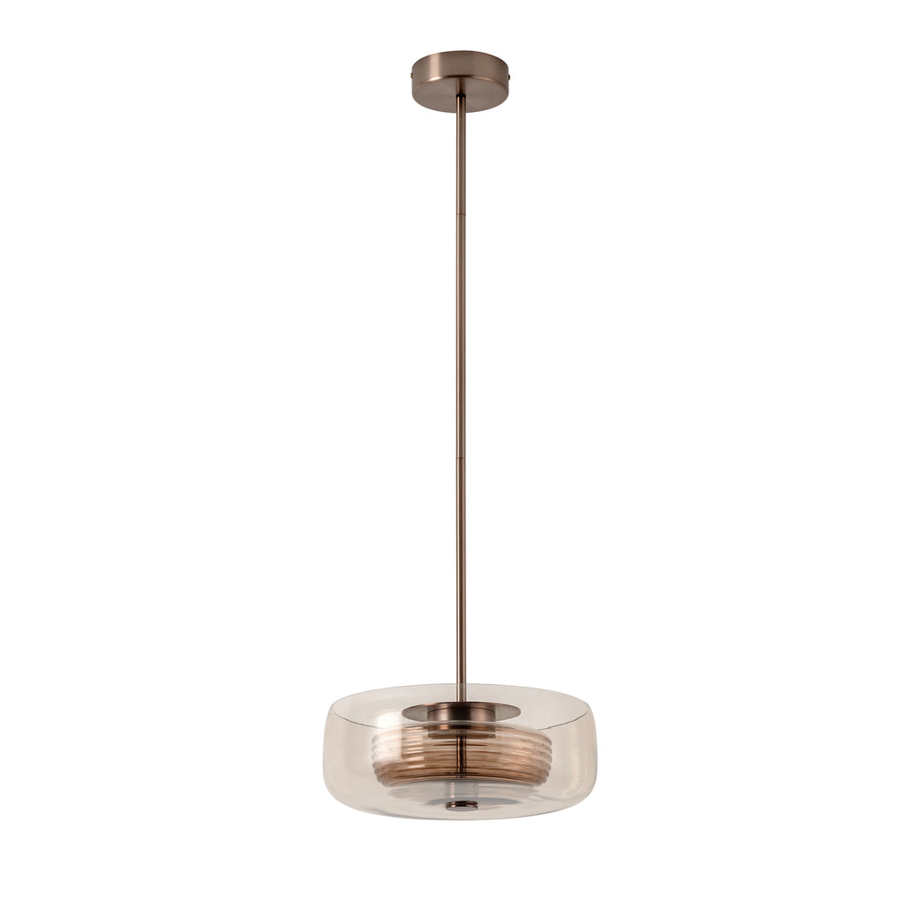 Selby Layered Glass Round Pendant Light - Mocha - Bronze