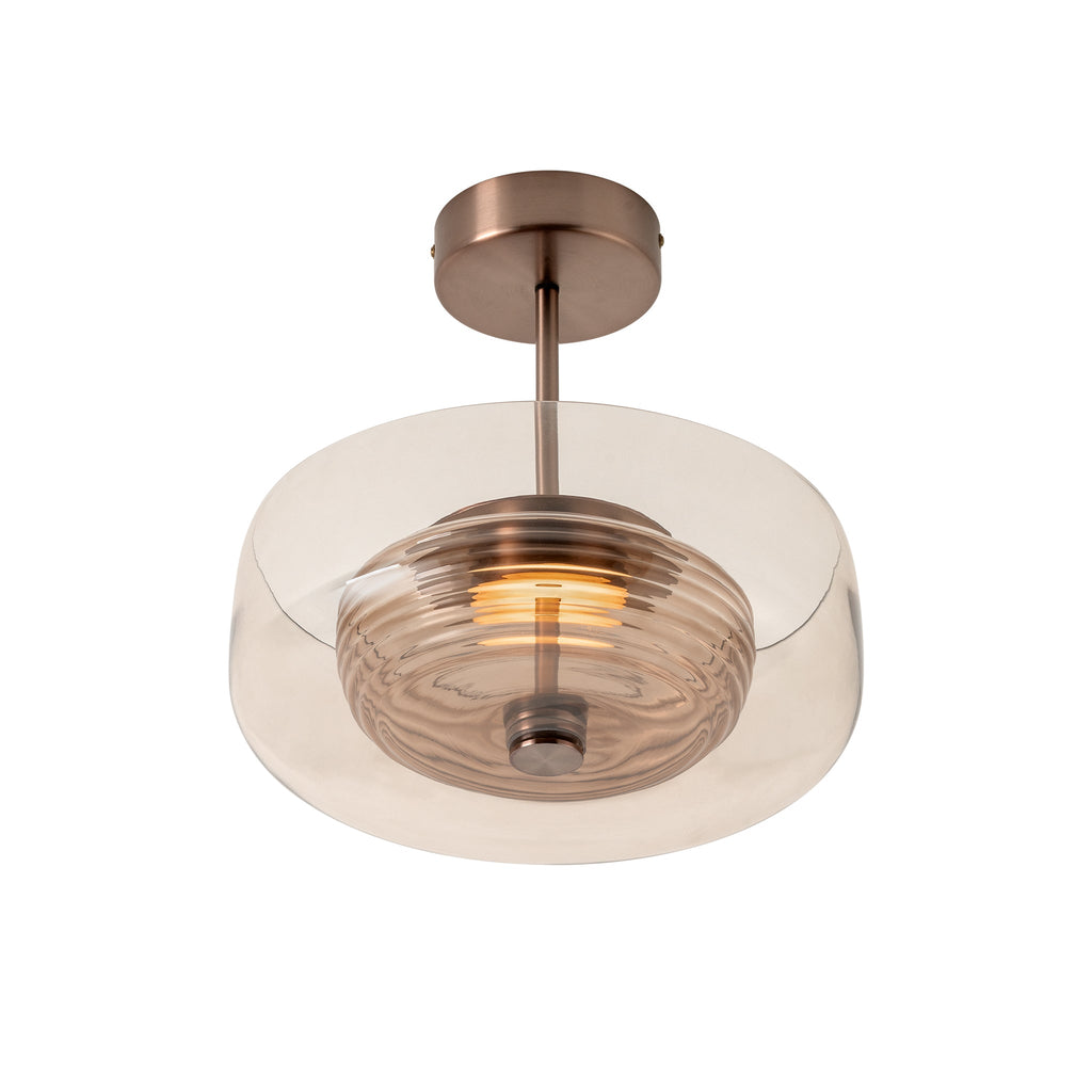 Selby Layered Glass Round Pendant Light - Mocha - Bronze