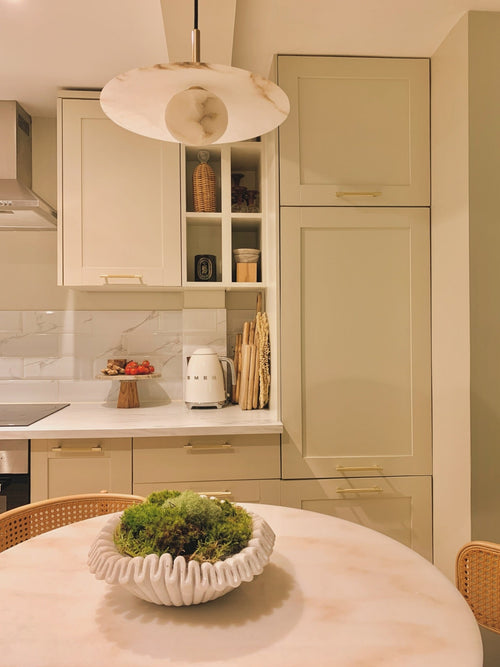 Alabaster Slope Pendant Light - 12 Inch - Brass
